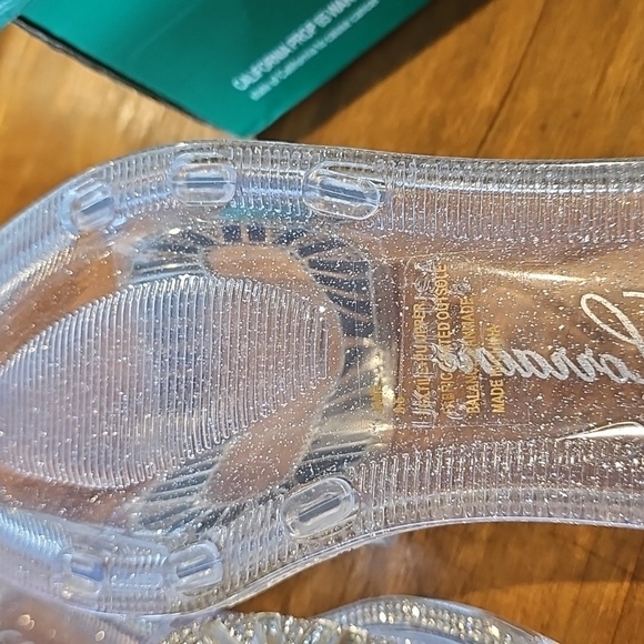 Lauren Lorraine CLEAR Embellished Glittering Slide Sandals NIB - Picture 4 of 6